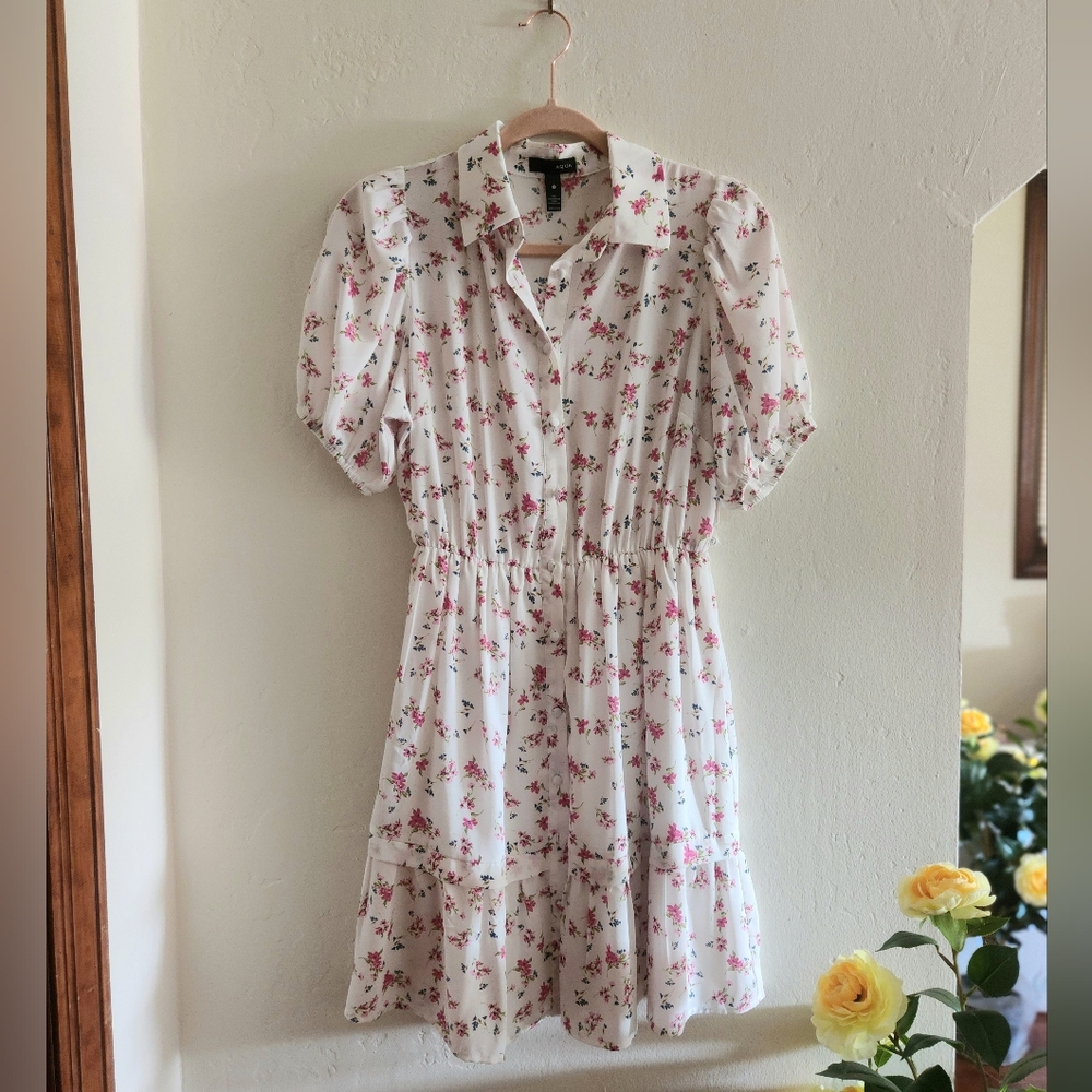 Floral White and Pink Dress - Aqua Brand From Bloomingdales